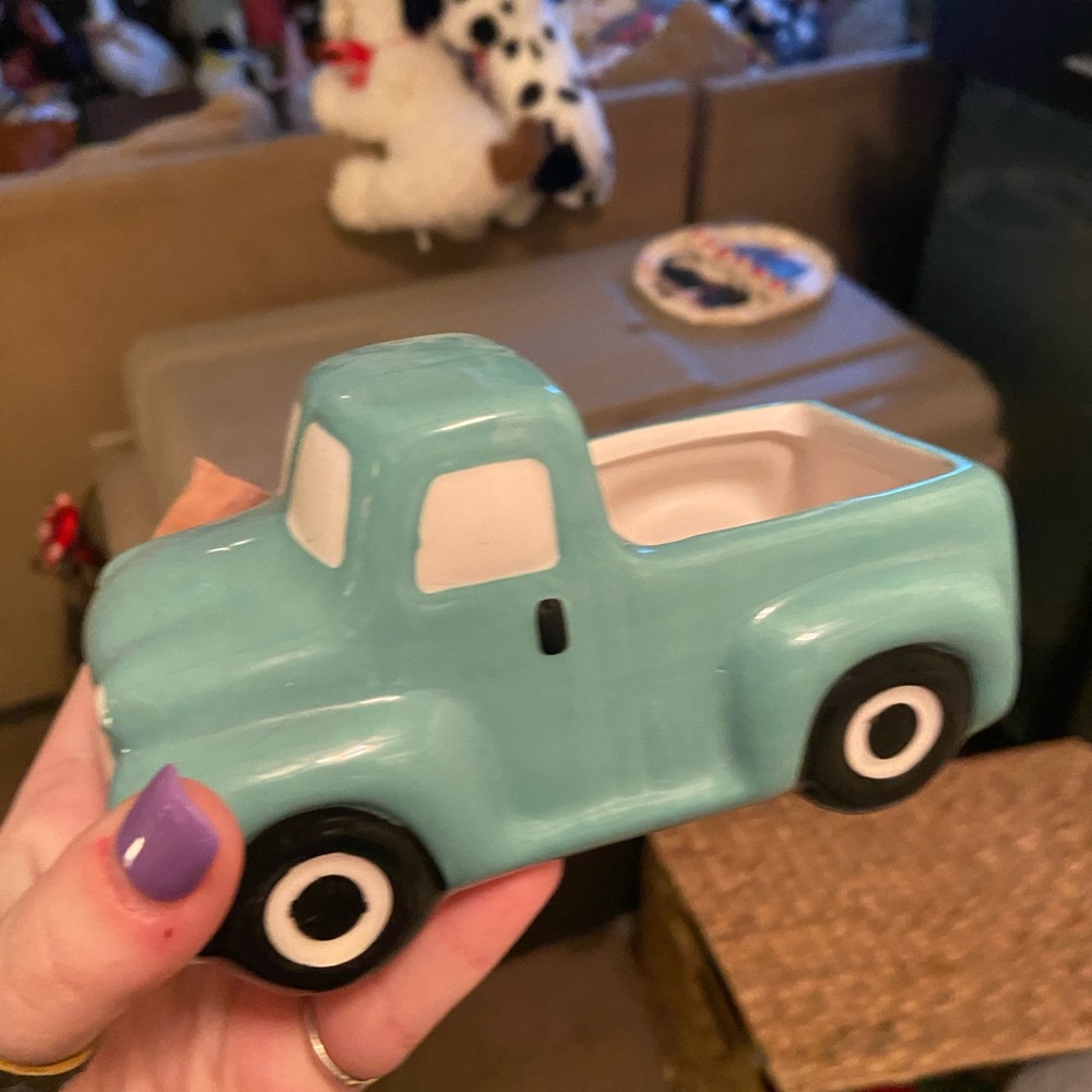 Classic Teal Ceramic Truck Decor
